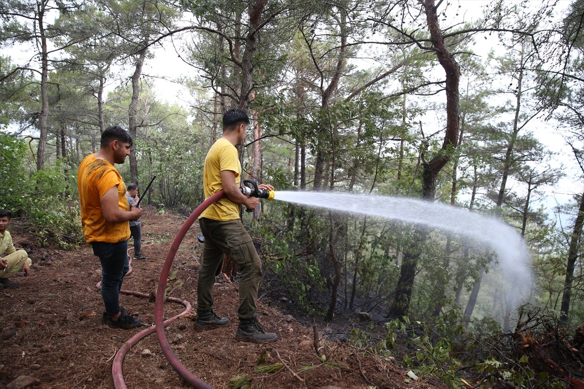 Hatay'ın Arsuz ilçesinde ormanlık alanda çıkan yangın, havadan ve karadan müdahaleyle kontrol...