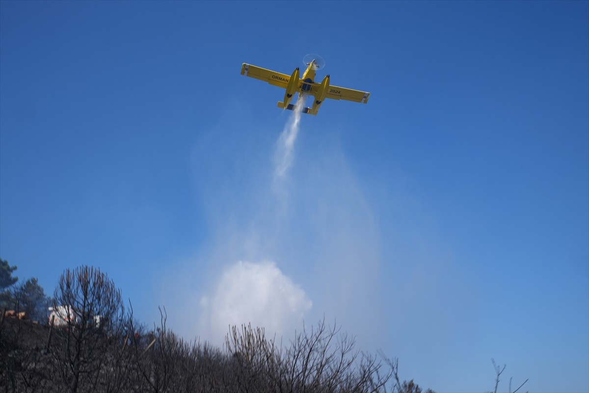  Pendik'te, Çamlık Mahallesi Aydos Ormanı'nda çıkan yangına, ekiplerin havadan ve karadan...