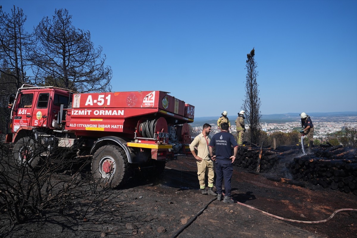  Pendik'te, Çamlık Mahallesi Aydos Ormanı'nda çıkan yangına, ekiplerin havadan ve karadan...