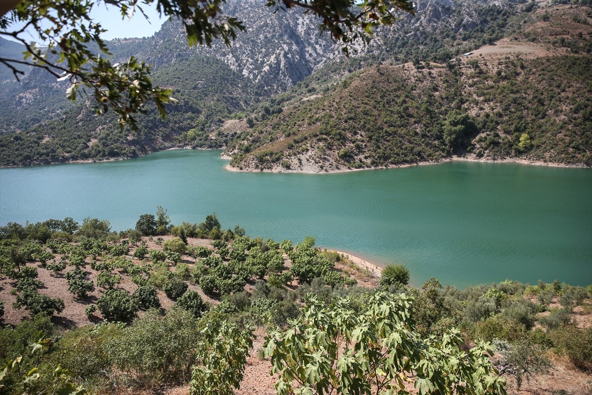Adana'nın Kozan ilçesinde, dün orman yangınına müdahale eden helikopterin su almaya çalışırken...