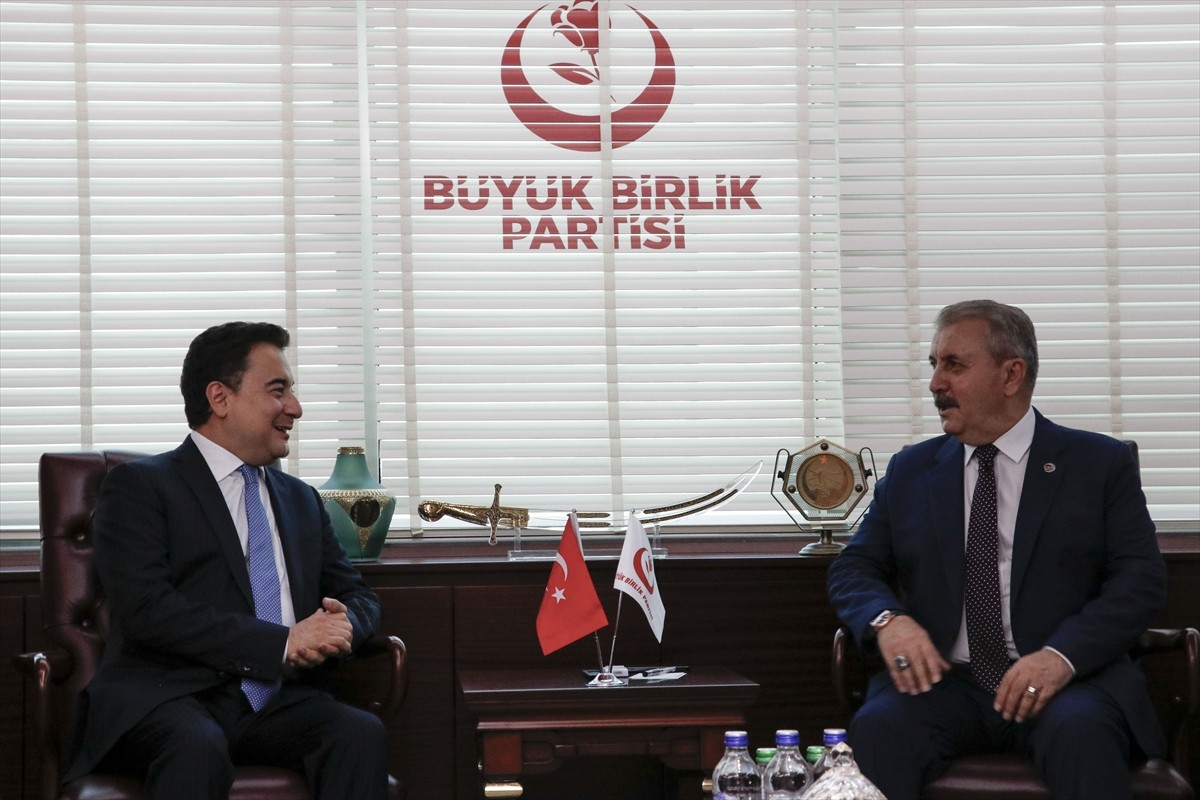 BBP Genel Başkanı Mustafa Destici, partilerini ziyaret eden DEVA Partisi Genel Başkanı Ali Babacan...