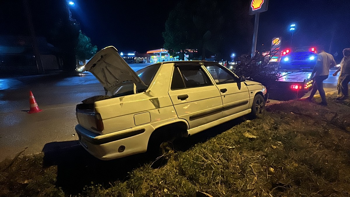 Düzce'de yola çıkan köpeğe çarpmamak için manevra yaparak refüje çıkan otomobildeki 2'si çocuk, 3...