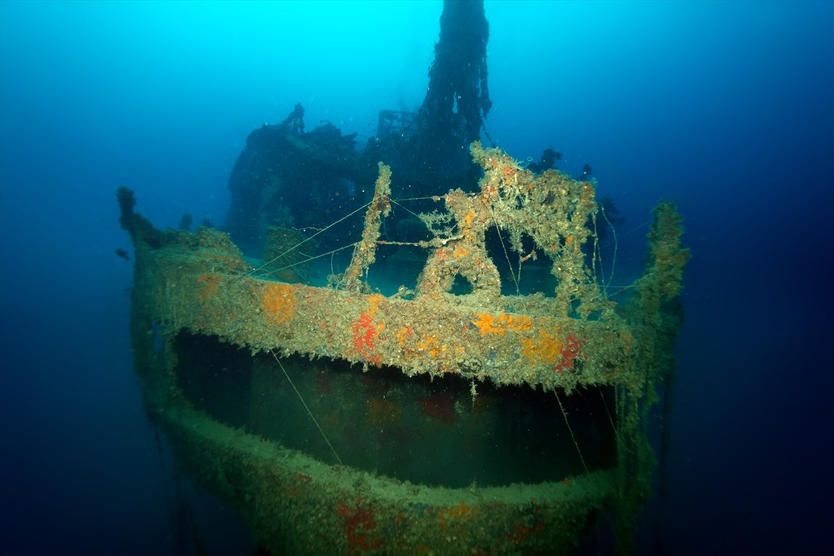 İskenderun Körfezi açıklarında, 2004 yılında taşıdığı yükle batan M/V Ulla Gemisi, su altı...