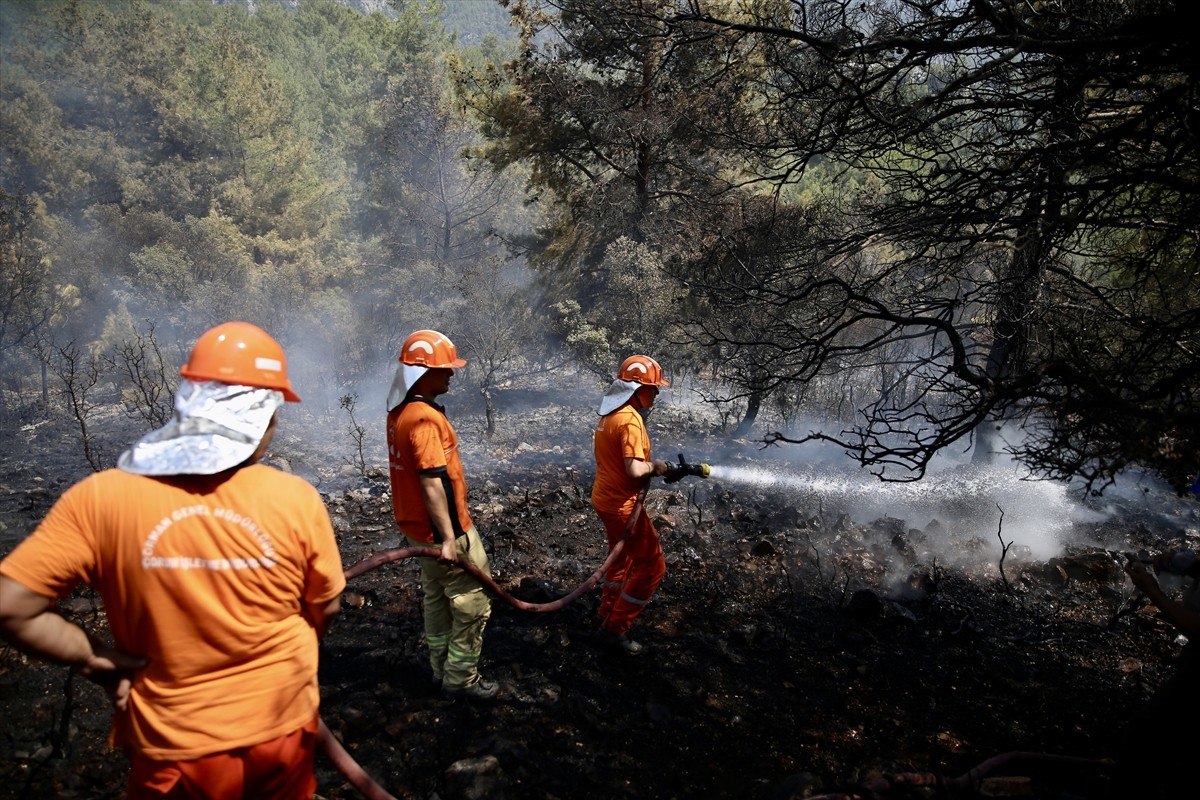 Muğla'nın Fethiye ilçesinde ormanlık alanda çıkan yangın havadan ve karadan müdahaleyle...
