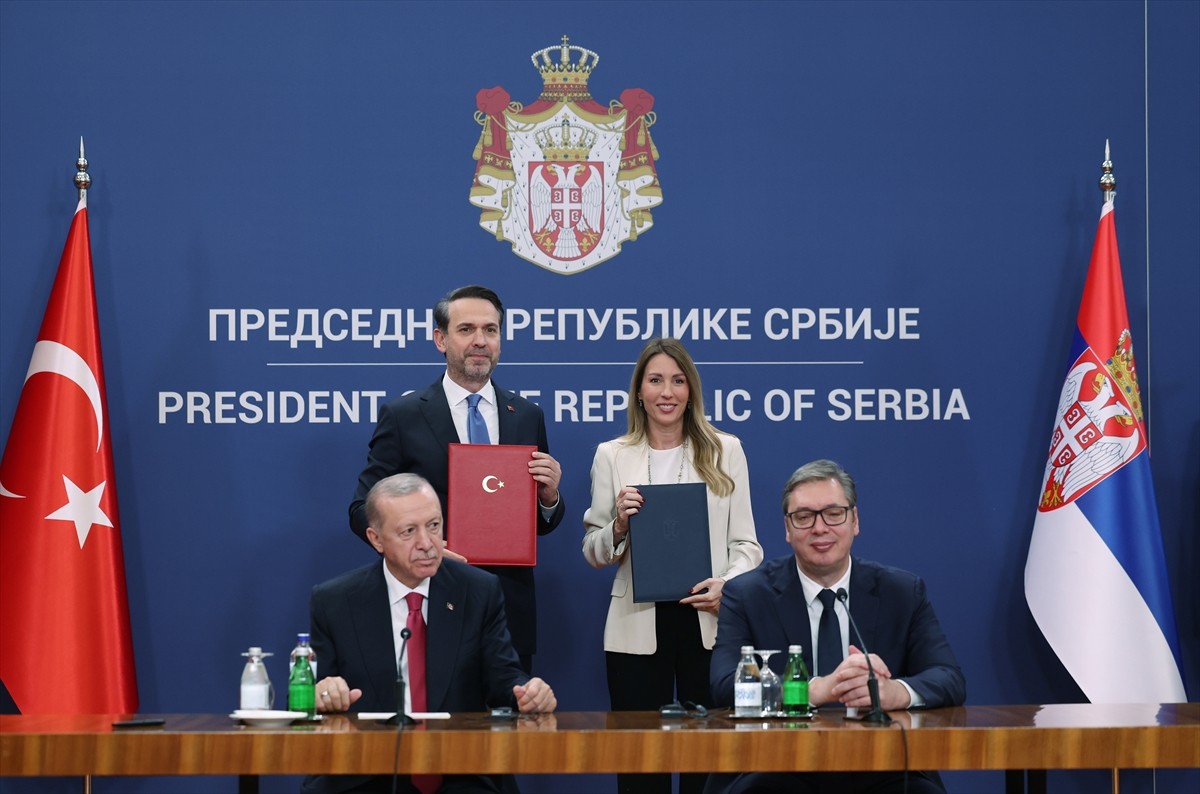 Cumhurbaşkanı Recep Tayyip Erdoğan ile Sırbistan Cumhurbaşkanı Aleksandar Vucic'in huzurunda...