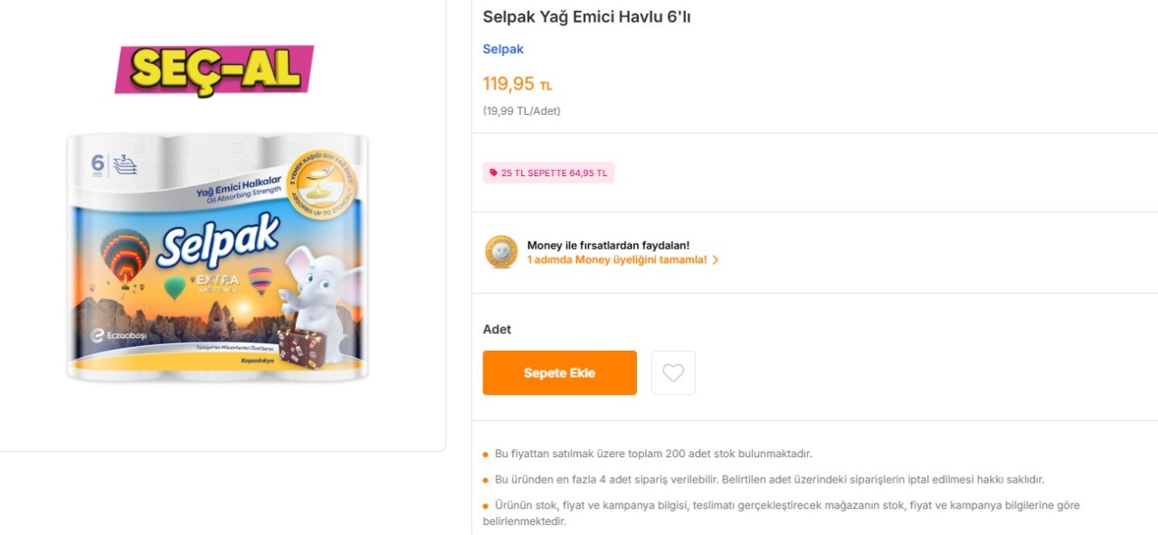 Selpak 64 TL’ye düştü! O markete 15 Aralık’a kadar giden kazanıyor