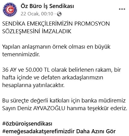 50.000 TL promosyon açıklandı! Sendikadan müjde geldi