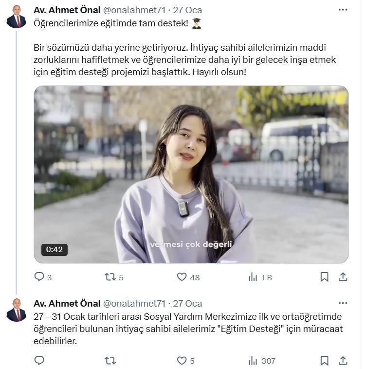 Başkan Önal’dan eğitim desteği müjdesi! 3 gün içinde giden alacak