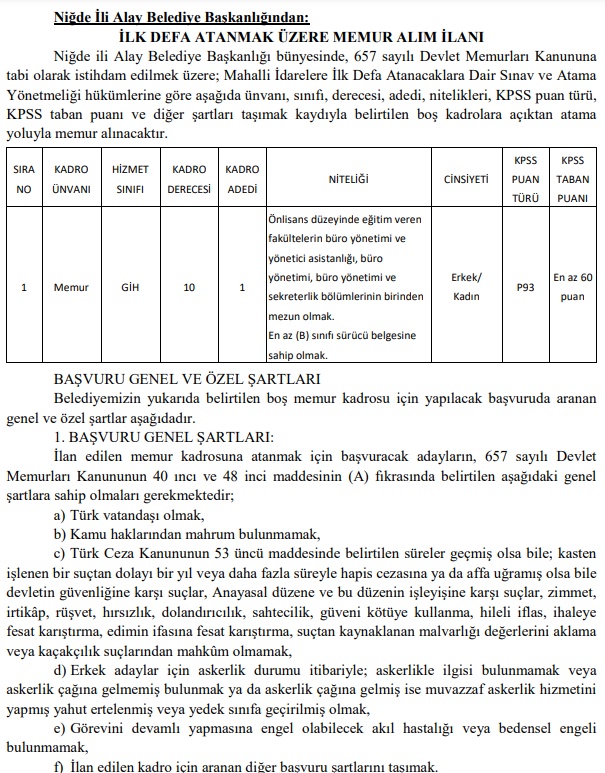 Manisa ve Niğde 2025 yılı alımları başladı! Memur olmak hiç bu kadar kolay olmamıştı