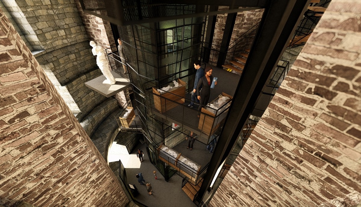 Roma yapılarından Makedon Kulesi'nin, Kültür ve Turizm Bakanlığınca 2021'de başlanan restorasyonun...