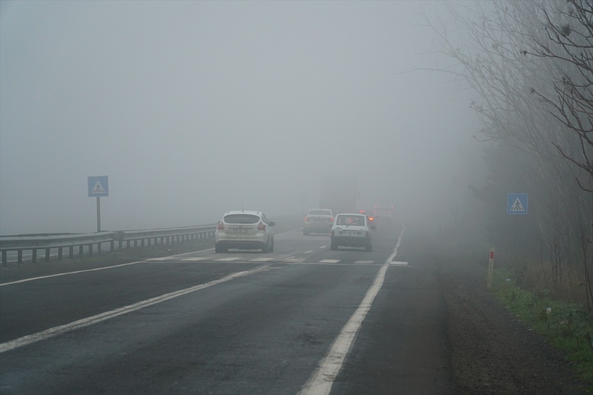 Tekirdağ'da sis hayatı olumsuz etkiledi. Sis nedeniyle görüş mesafesi düştü.