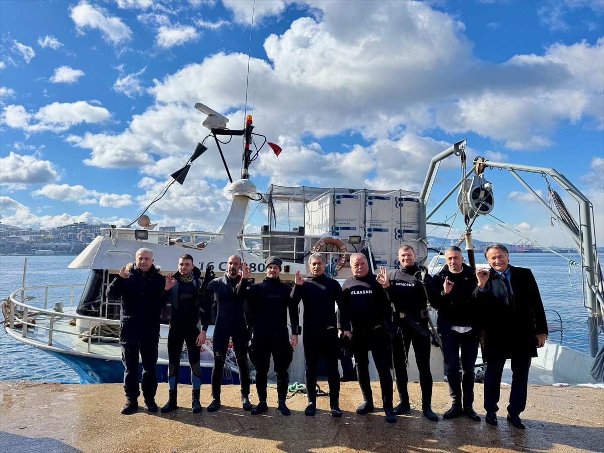 Bursa'nın Gemlik ilçesinin Harmankaya mevkisinden Marmara Denizi'ne dalış yapan dalgıçlar, 18...