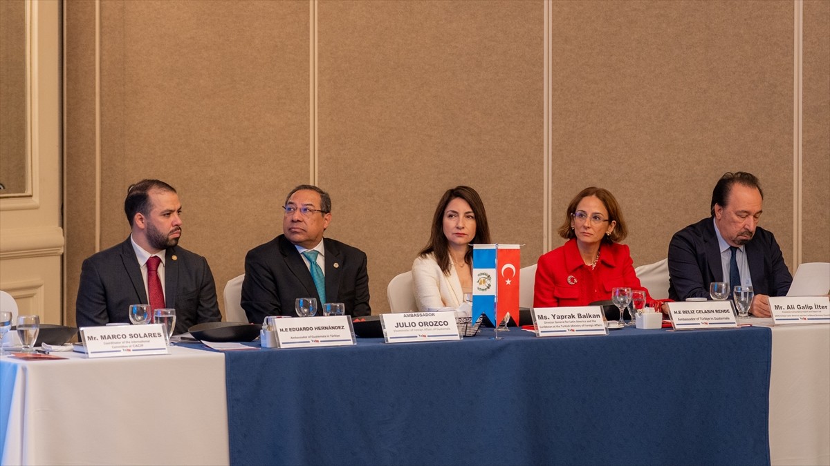 Guatemala Dışişleri Bakan Yardımcısı Julio Orozco'nun (sol 2) Türk iş insanları ile Guatemala'da...