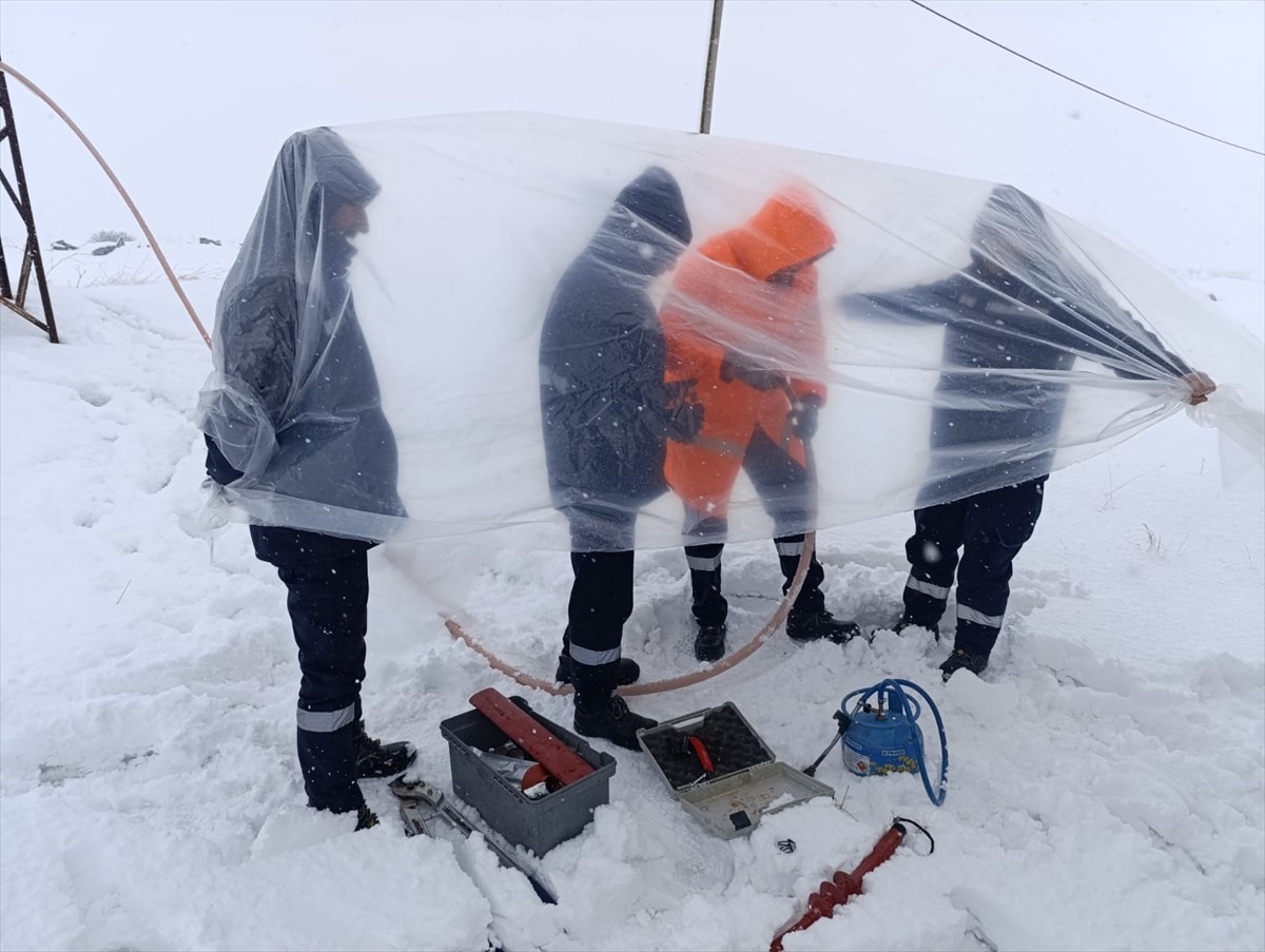 Vangölü Elektrik Dağıtım AŞ (VEDAŞ) ekipleri, Bitlis'te olumsuz hava koşulları nedeniyle zarar...