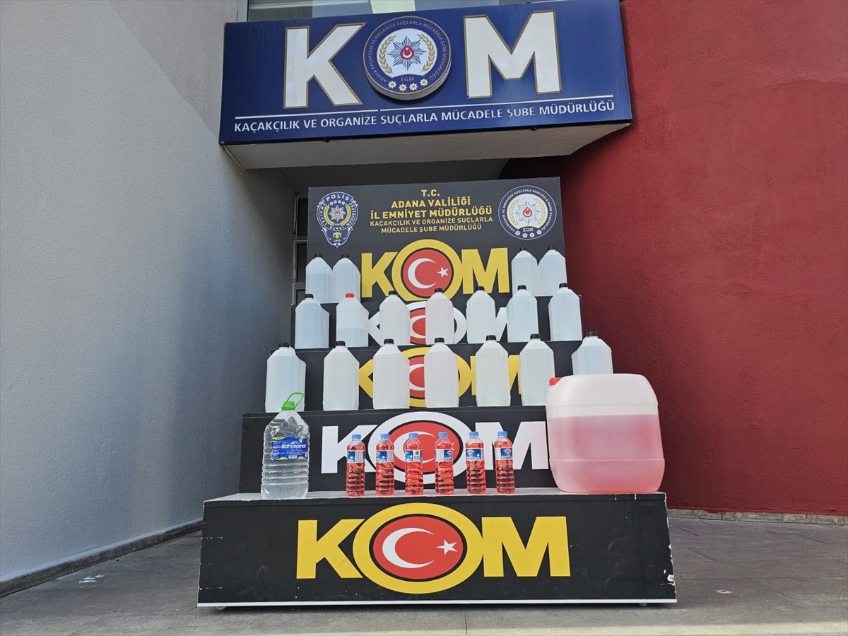 Adana'da 780 litre sahte içki ele geçirildi, 3 şüpheli gözaltına alındı.