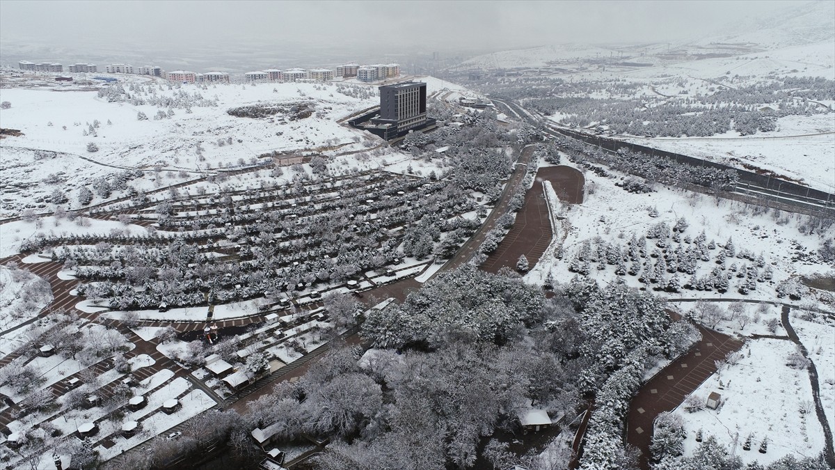 Malatya'da etkili olan kar yağışı, Turgut Özal Tabiat Parkı'nda güzel görüntülerin oluşmasına...