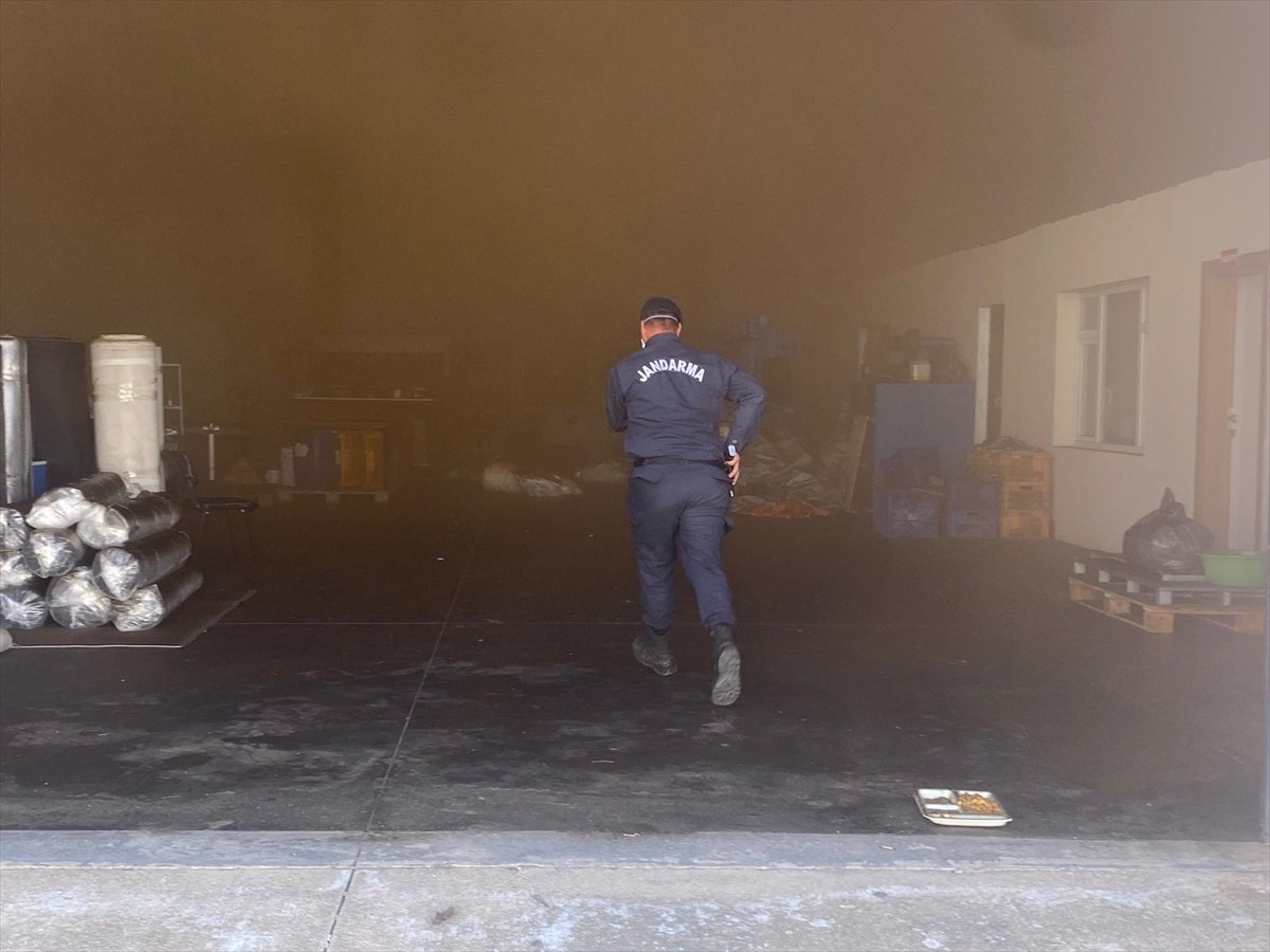 Diyarbakır'da, Mega Sanayi Sitesi'nde kozmetik ürün imal edilen depoda çıkan ve iki depoya...