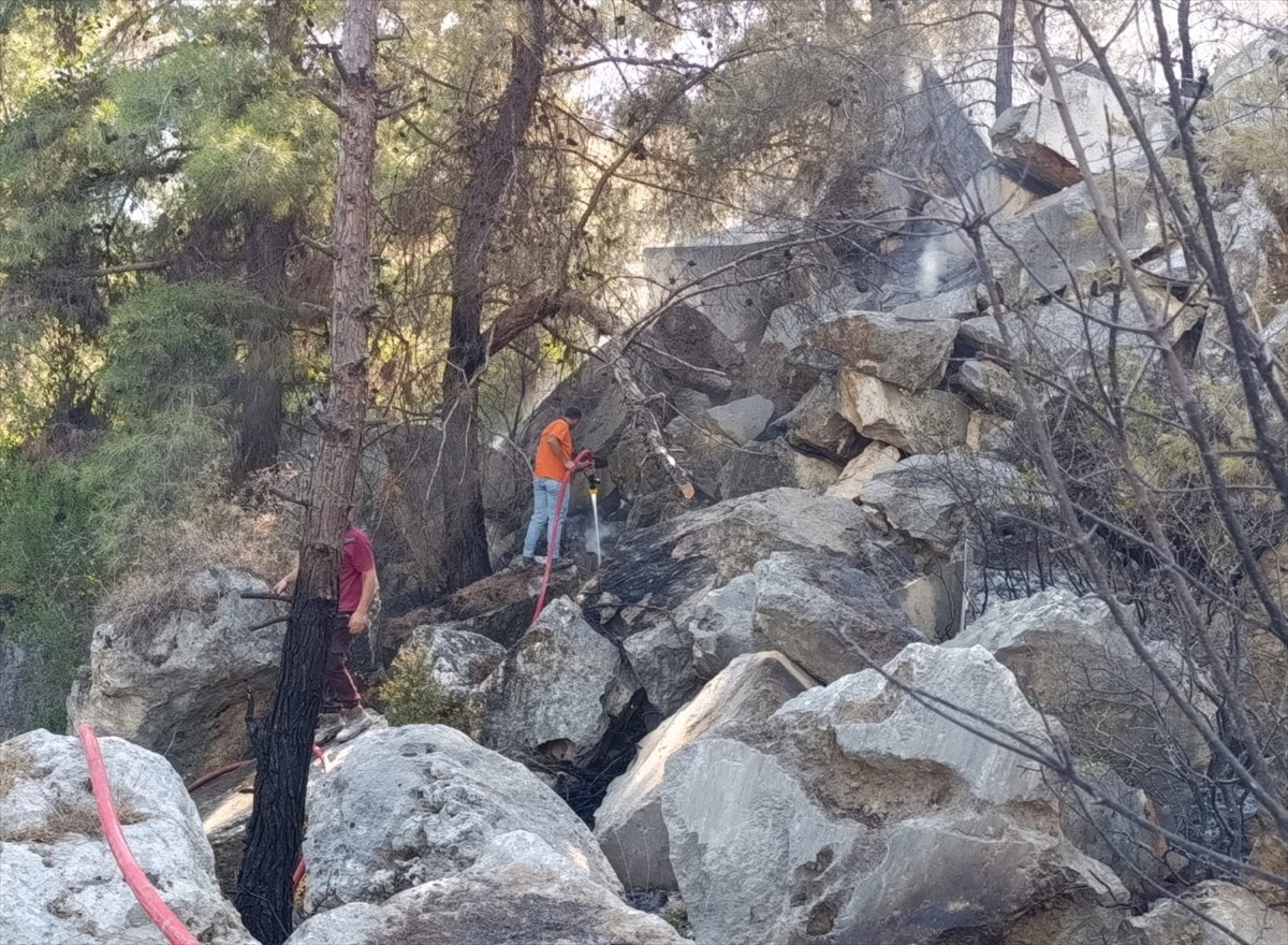 Antalya'nın Finike ilçesinde çıkan orman yangınına havadan ve karadan müdahale ediliyor. Ekipler...