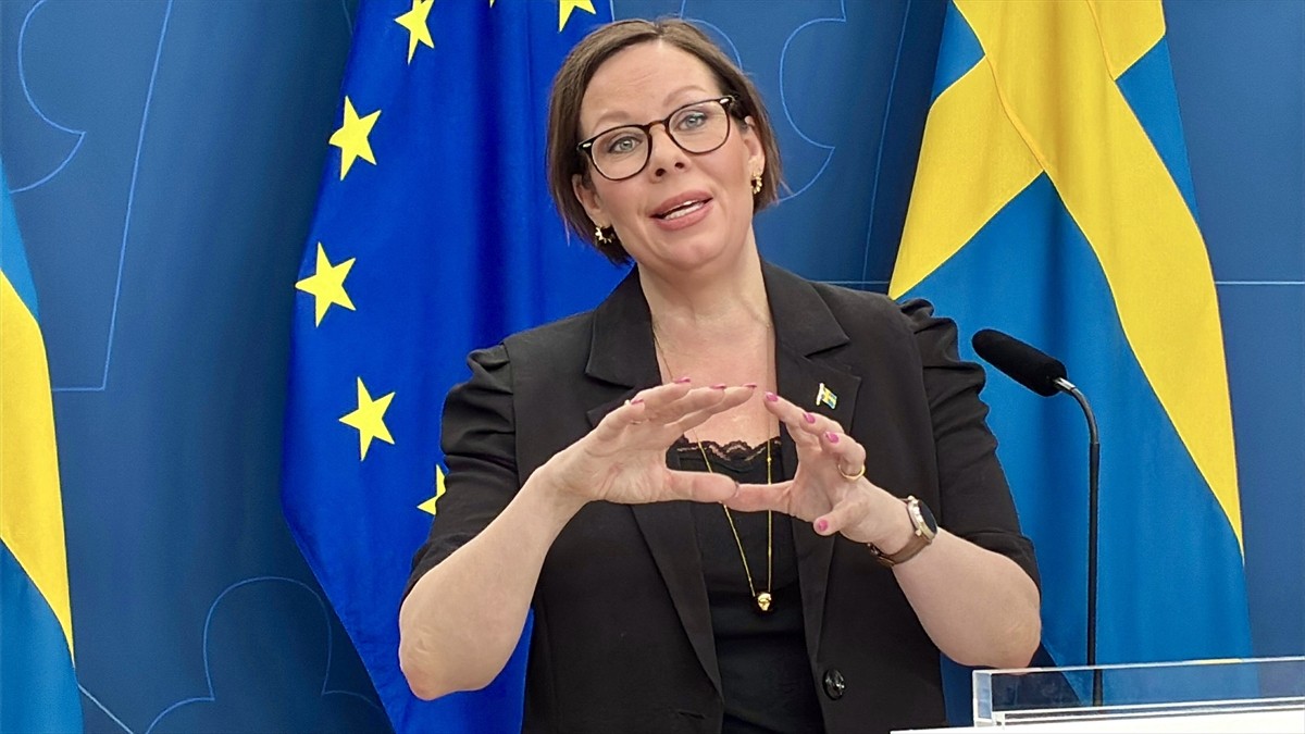 İsveç Dışişleri Bakanı Maria Malmer Stenergard, başkent Stockholm'de düzenlediği basın...