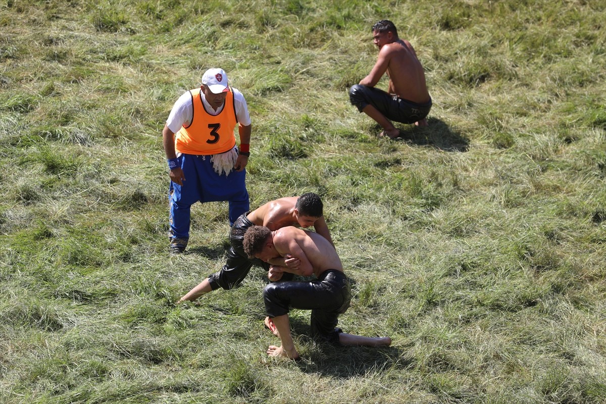  664. Tarihi Kırkpınar Yağlı Güreşleri'nin ikinci günü, tozkoparan boy pehlivanların...