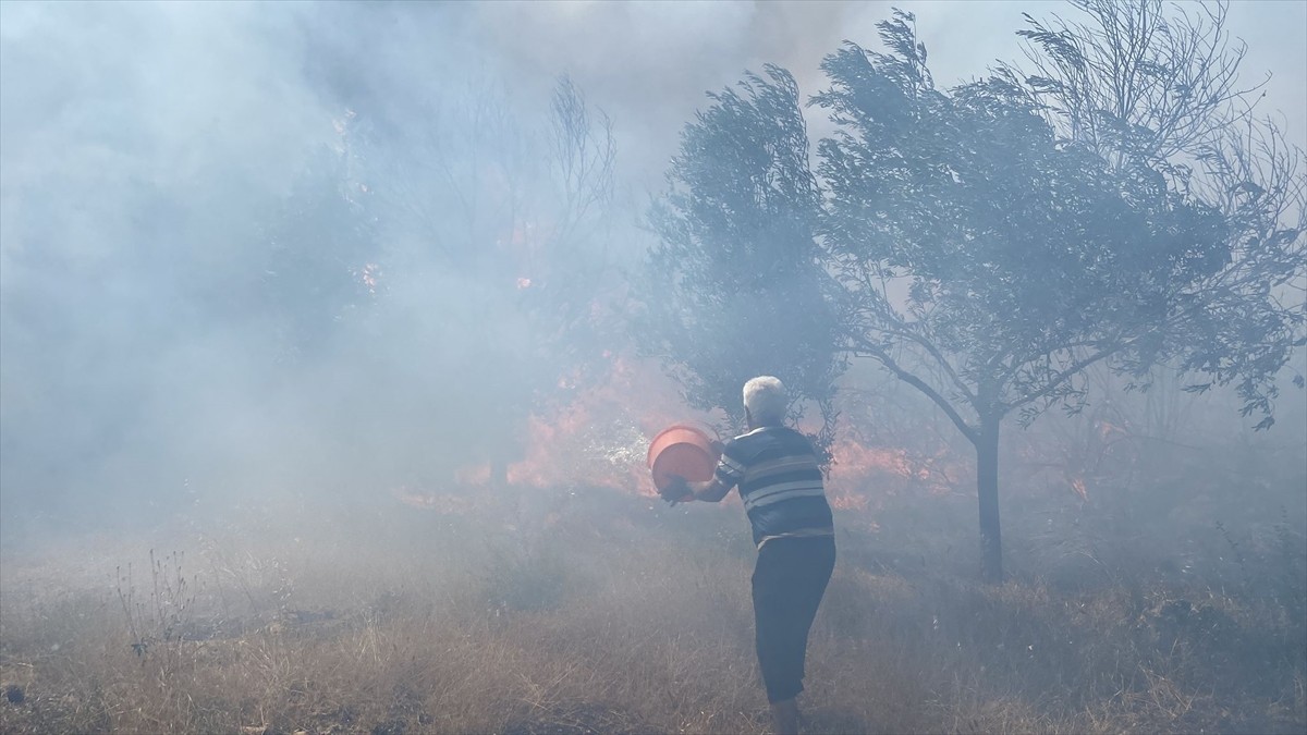 Antalya'nın Aksu ilçesinde çöplükte başlayıp makilik alana sıçrayan yangına müdahale...