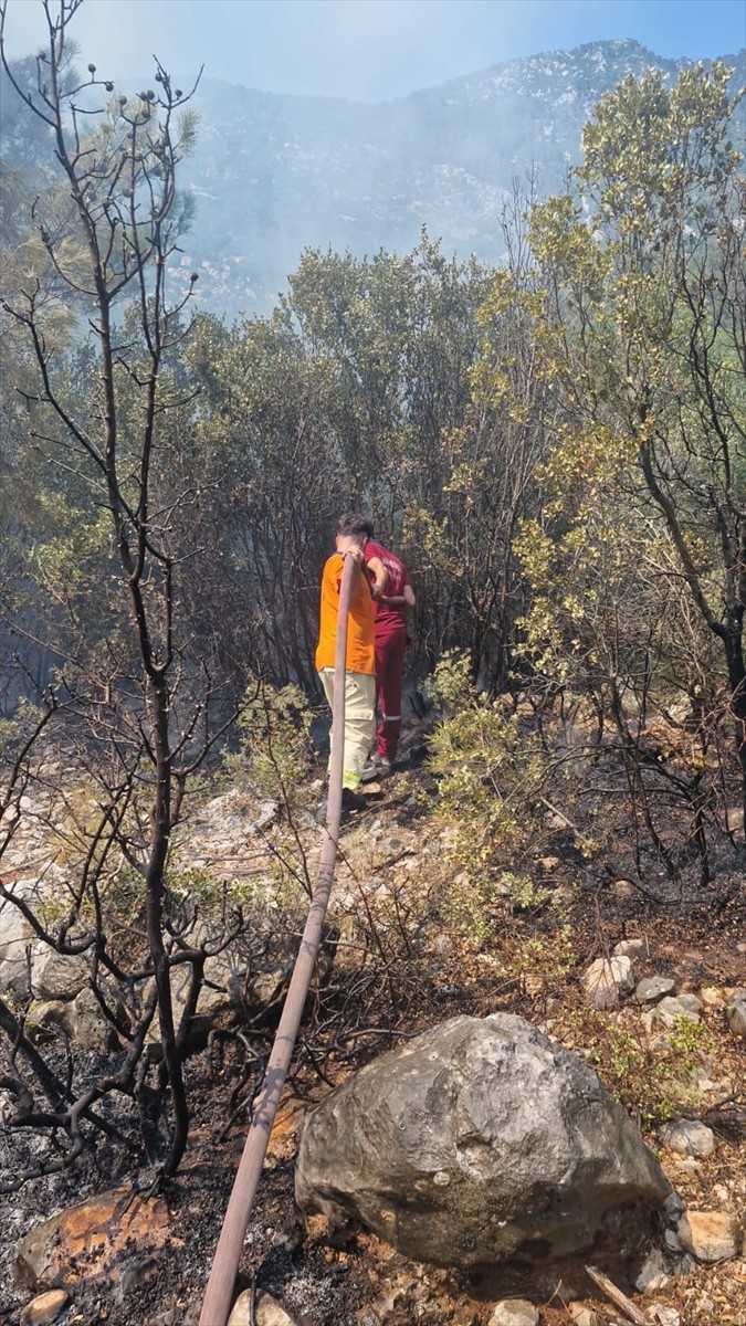 Antalya'nın Kaş ilçesinde ormanlık alanda çıkan yangın havadan ve karadan müdahale ile kontrol...