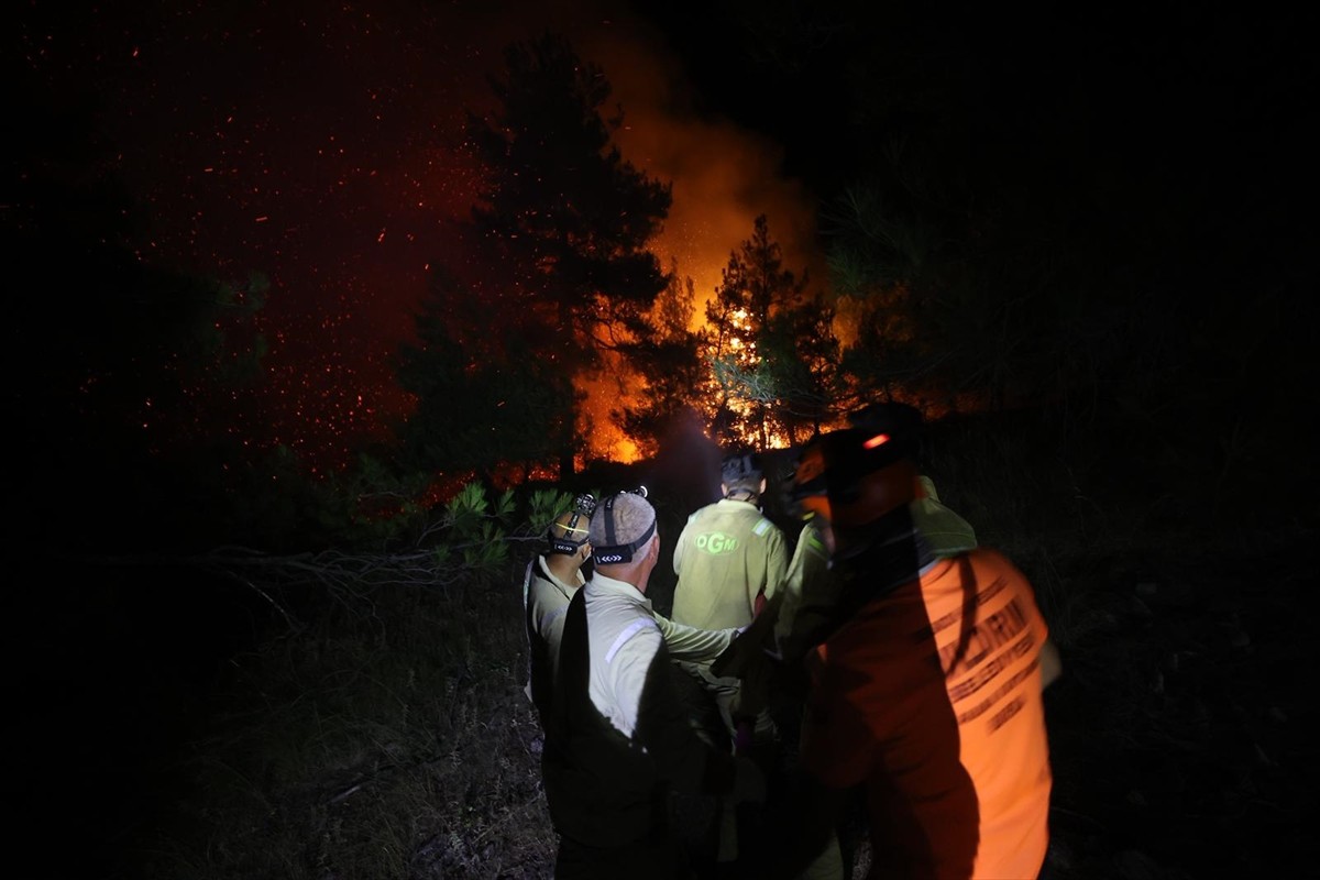Bursa'nın Gürsu ve Kestel ilçeleri arasındaki ormanlık alanda çıkan yangına müdahale ediliyor....