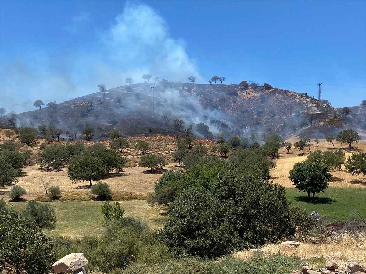 Çanakkale'nin Ayvacık ilçesinde bozuk orman alanında çıkan yangına, havadan ve karadan müdahale...