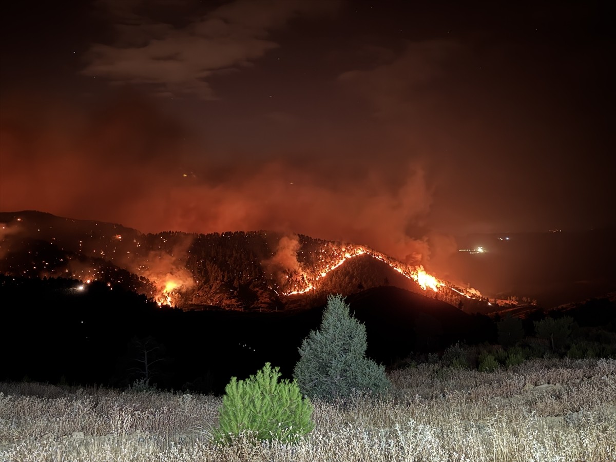 Kahramanmaraş'ın Onikişubat ilçesinde çıkan orman yangınına müdahale ediliyor.