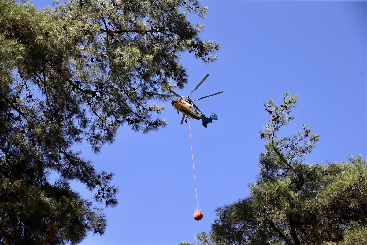 Muğla'nın Fethiye ilçesinde çıkan orman yangını havadan ve karadan müdahaleyle...