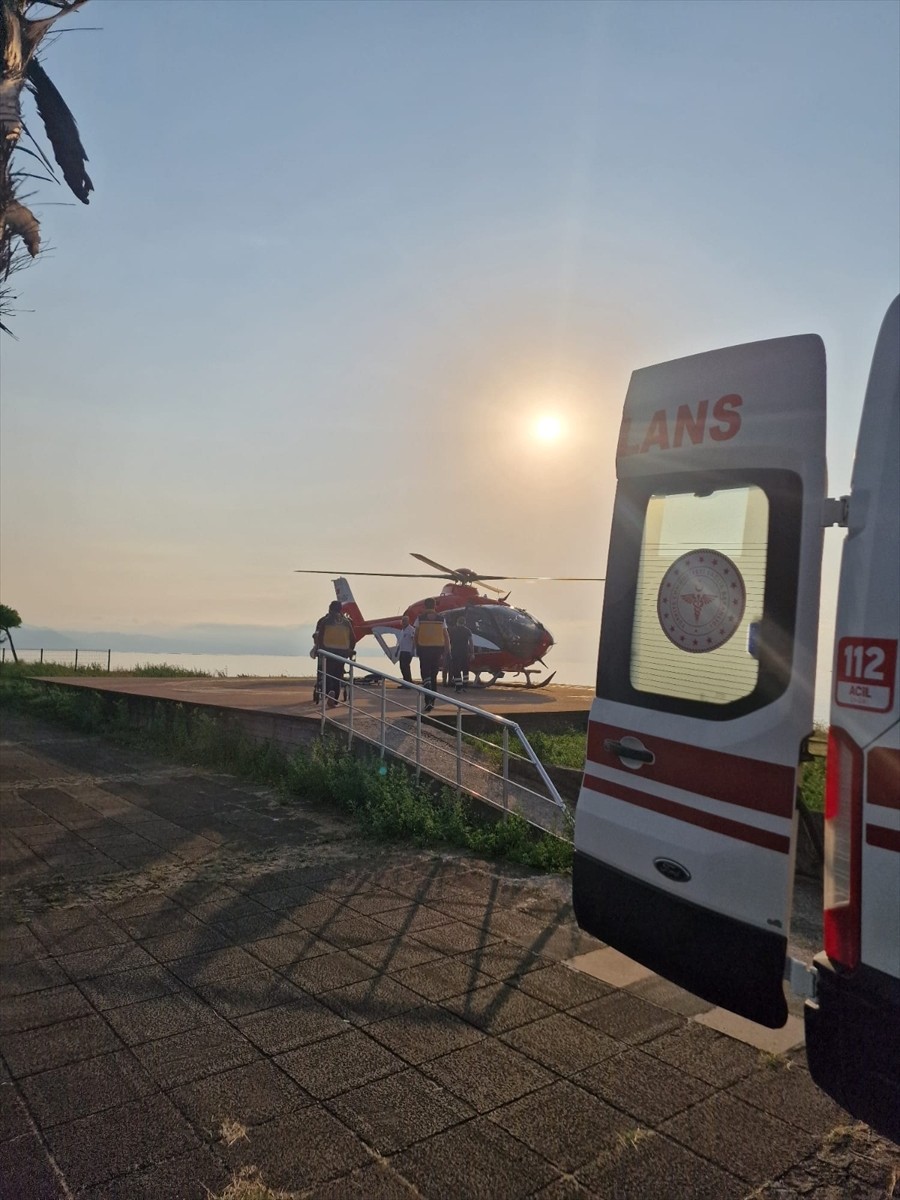 Trabzon'un Çaykara ilçesinde yaylada rahatsızlanan kadın, ambulans helikopterle hastaneye...