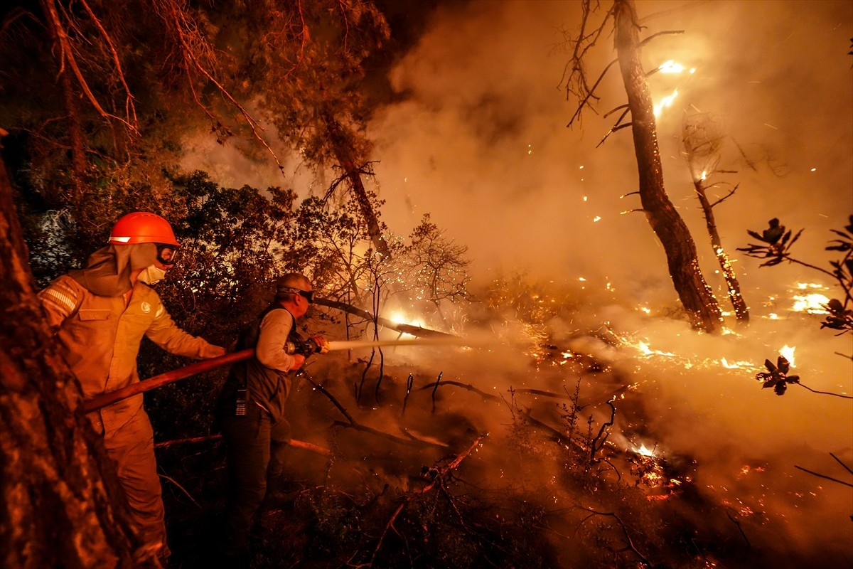 Çanakkale'nin Gelibolu ilçesinde kırsal alanda başlayıp ormana sıçrayan yangına karadan müdahale...