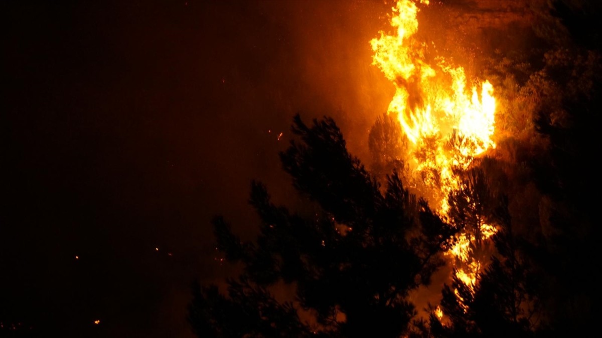 Çanakkale'nin merkez ilçesine bağlı Kepez beldesinde çıkan orman yangını, Erenköy'e (İntepe)...
