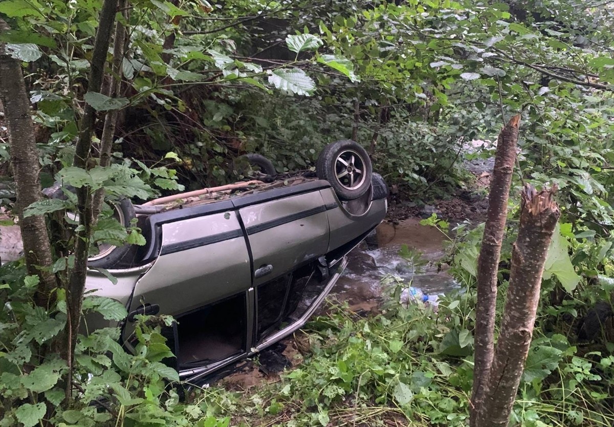 Giresun'un Dereli ilçesinde otomobilin dere yatağına devrildiği kazada 3 kişi yaralandı.