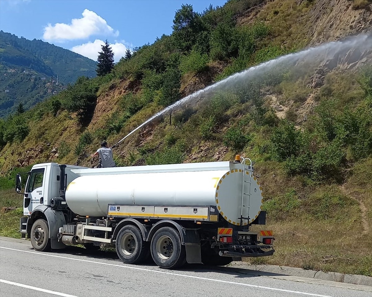 Gümüşhane'nin Kürtün ilçesinde çıkan örtü yangınına ekiplerin müdahalesi sürüyor.