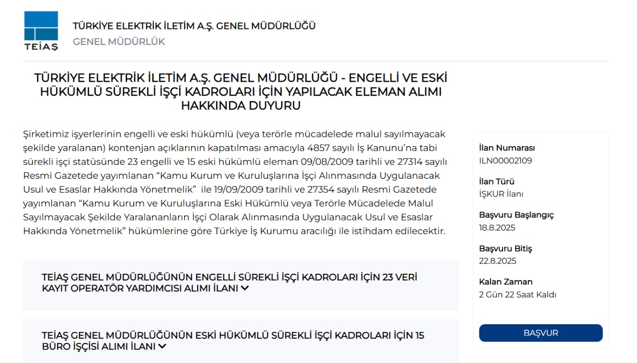 İŞKUR Personel Alımları İçin Son Başvuru Tarihi Yaklaşıyor