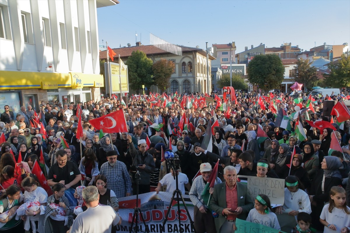 Çorum'da Filistin'e destek yürüyüşü düzenlendi.