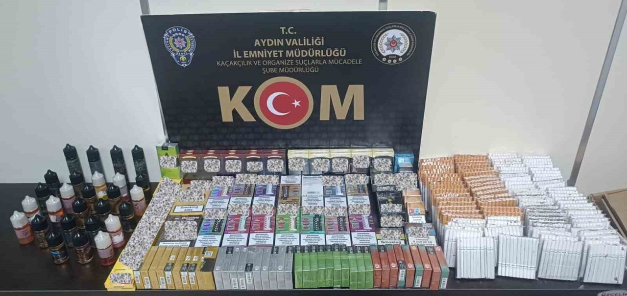 AYDIN'IN İNCİRLİOVA İLÇESİNDE BİR İŞYERİNE YAPILAN BASKINDA ÇOK SAYIDA DOLDURULMUŞ MAKARON...