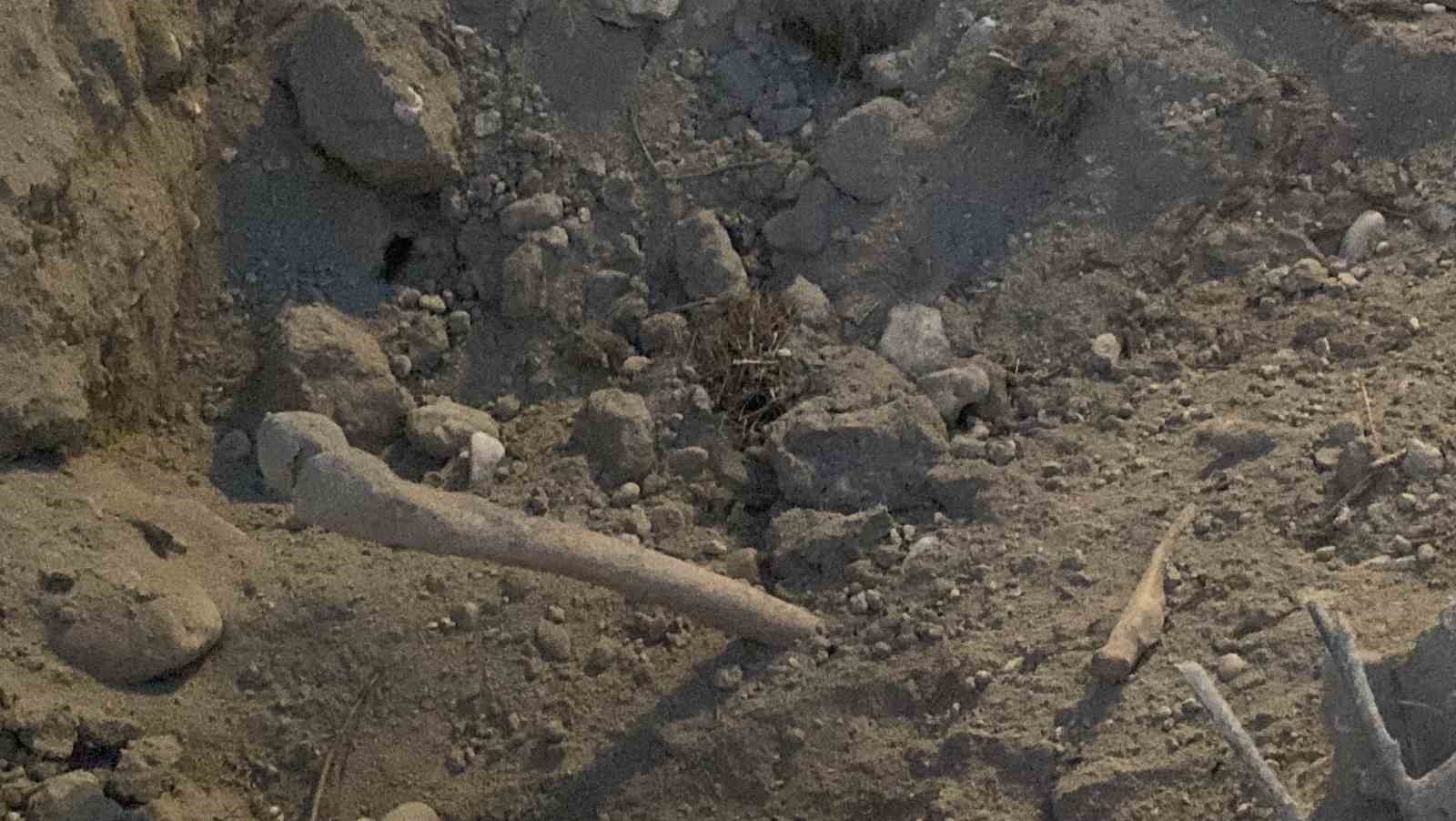 BURDUR'DA BELEDİYE EKİPLERİNİN ÇALIŞMASI SIRASINDA İNSANLARA AİT OLDUĞU DEĞERLENDİREN KEMİKLER...