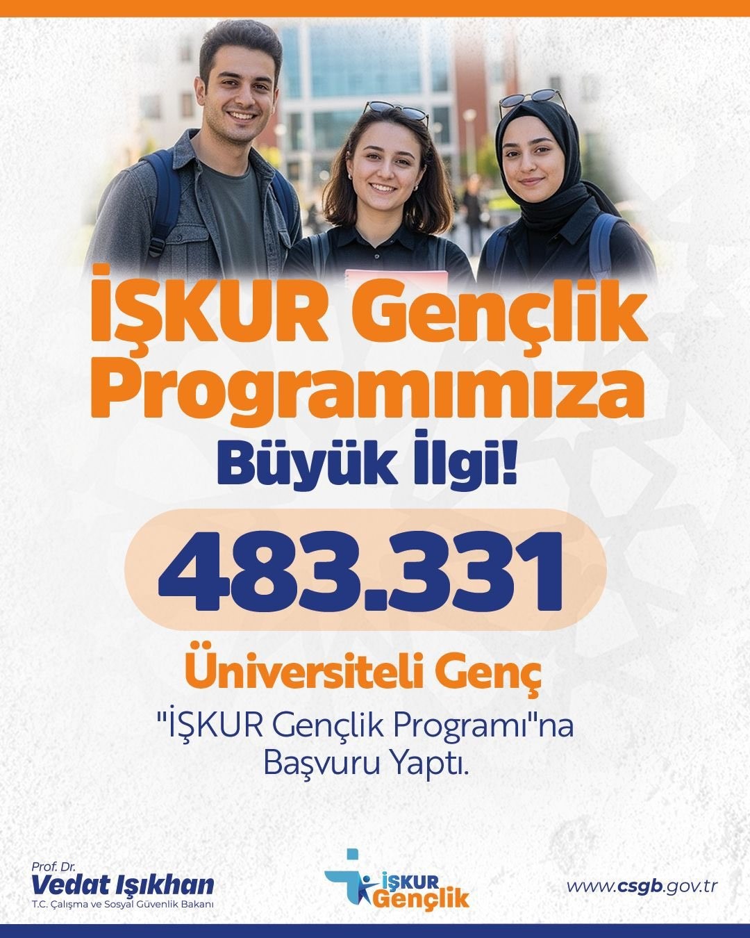 ÇALIŞMA VE SOSYAL GÜVENLİK BAKANLIĞI TÜRKİYE İŞ KURUMU’NUN (İŞKUR)  HAYATA GEÇİRDİĞİ İŞKUR GENÇLİK...