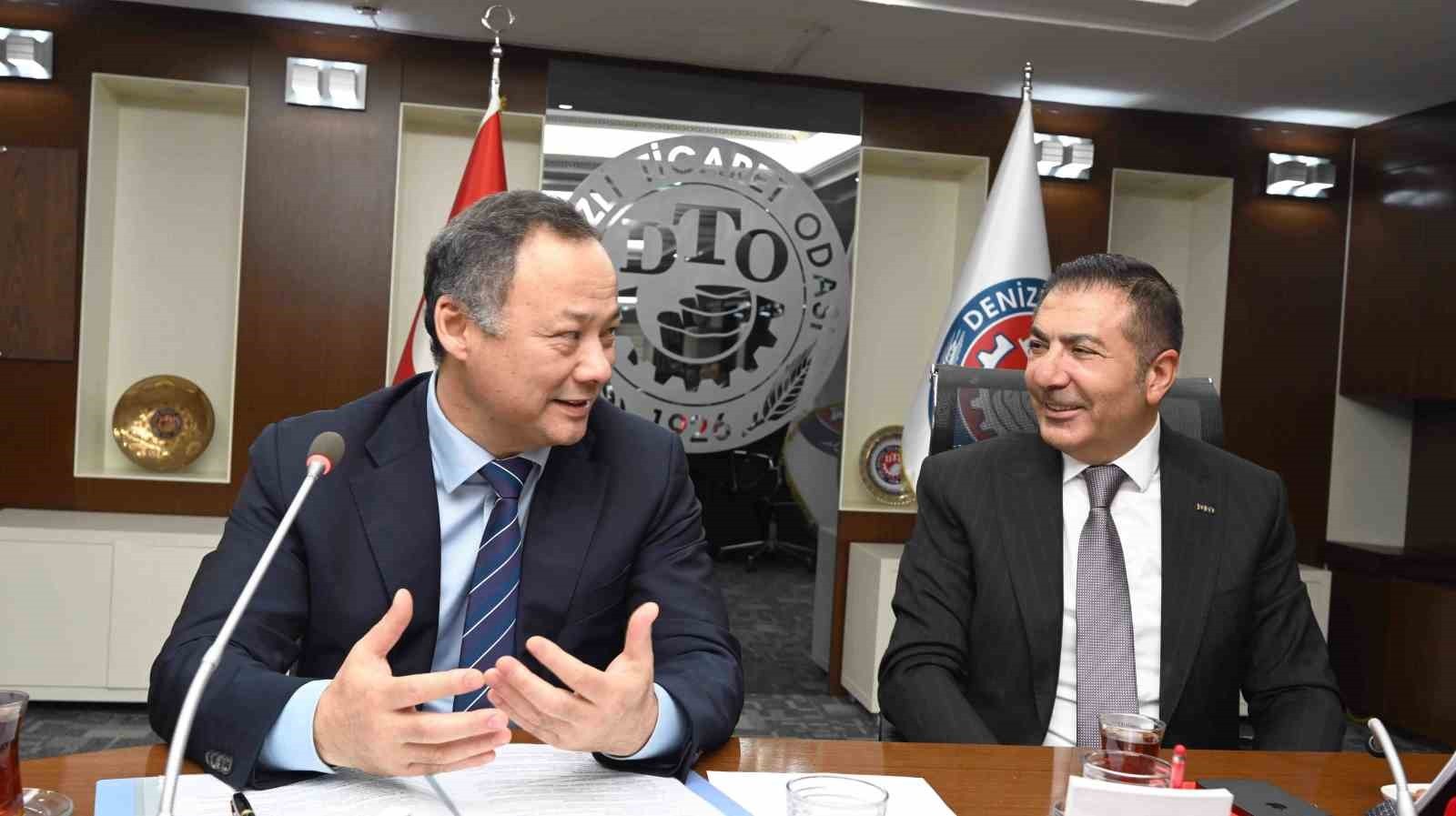 DENİZLİ TİCARET ODASI (DTO) BAŞKANI UĞUR ERDOĞAN, KIRGIZ CUMHURİYETİ ANKARA BÜYÜKELÇİSİ RUSLAN...