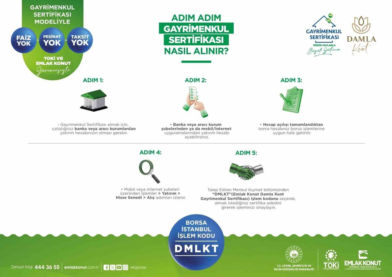 EMLAK KONUT GYO'NUN, GAYRİMENKUL SERTİFİKASI MODELİYLE HALKA ARZ EDİLEN DAMLA KENT PROJESİ’NDE...