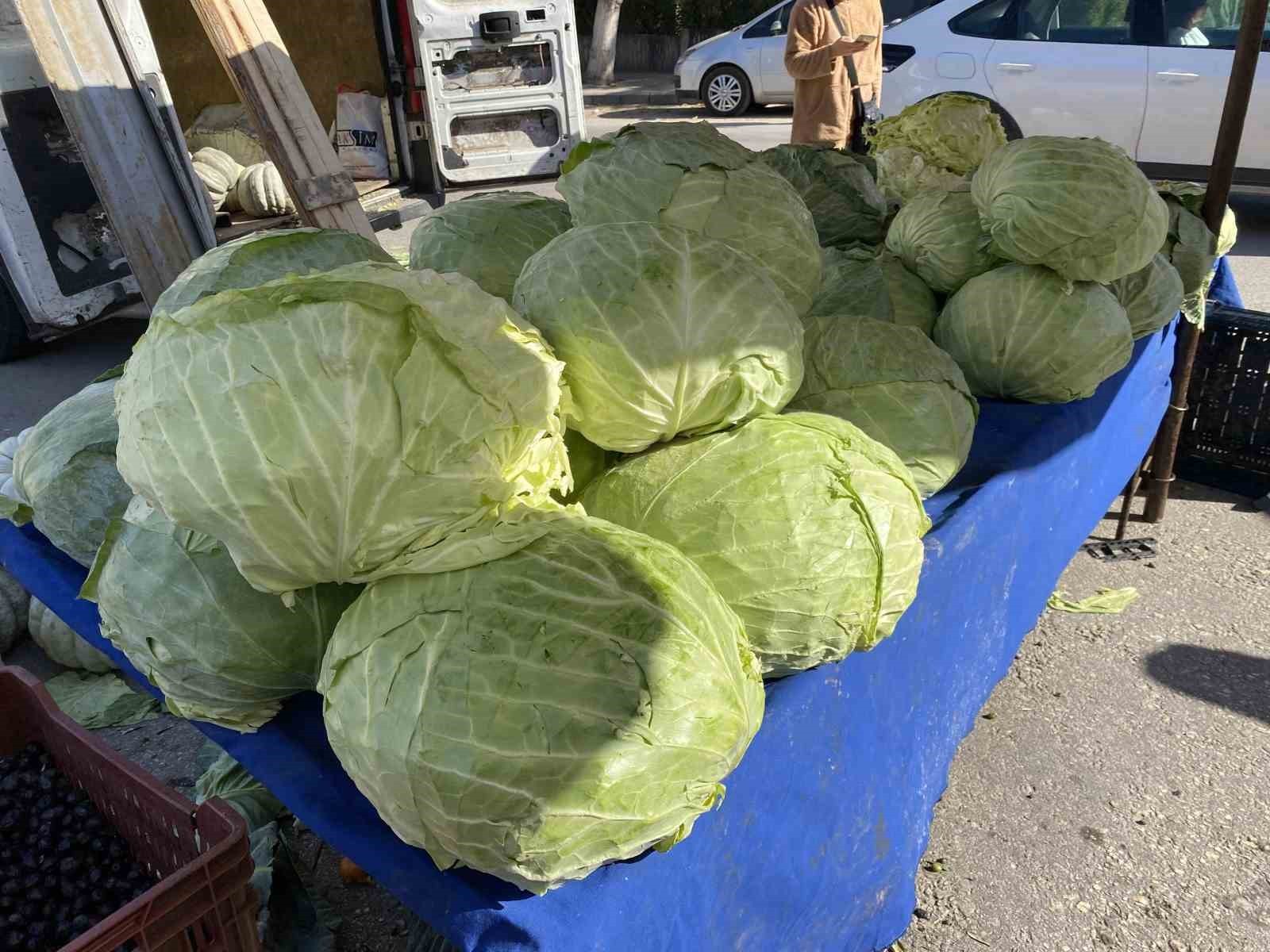 ESKİŞEHİR'DE PAZAR TEZGAHLARINDA YER ALAN 11 KİLOLUK DEVASA LAHANALAR VATADAŞLAR TARAFINDAN İLGİ...