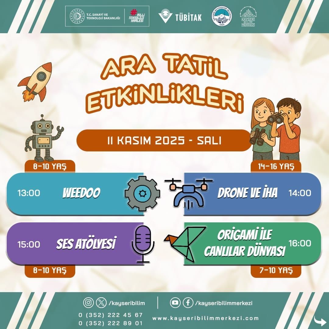 KAYSERİ BÜYÜKŞEHİR BELEDİYESİ BÜNYESİNDE HİZMET VEREN KAYSERİ BİLİM MERKEZİ; ÖĞRENCİLERİN ARA...