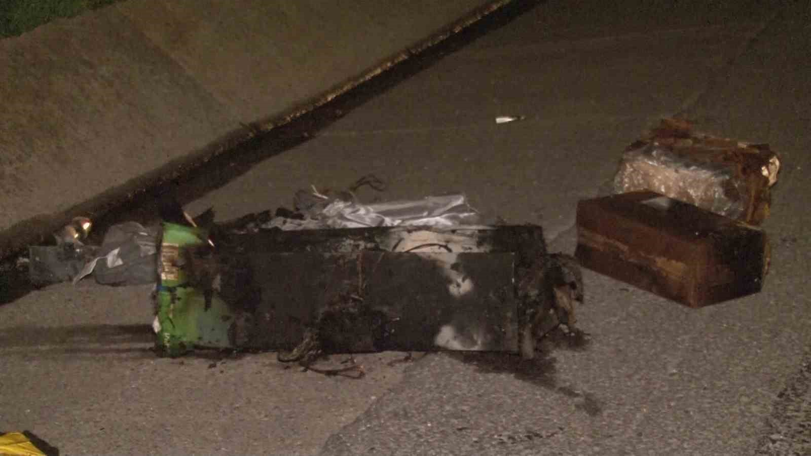 KUZEY MARMARA OTOYOLU’NDA KAMYONUN LASTİĞİNDE BAŞLAYAN YANGIN ARACA SİRAYET ETTİ