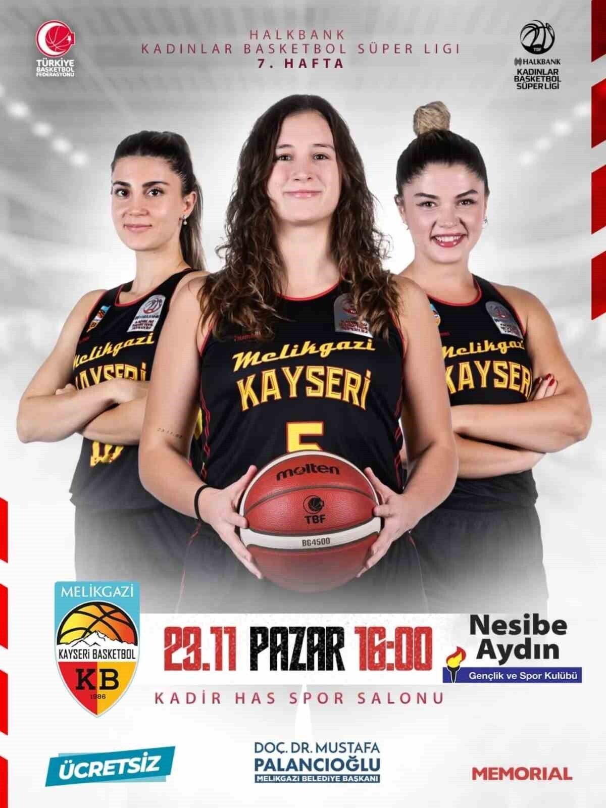 MELİKGAZİ KAYSERİ BASKETBOL İLE NESİBE AYDIN ARASINDA OYNANACAK OLAN KADINLAR BASKETBOL SÜPER LİGİ...