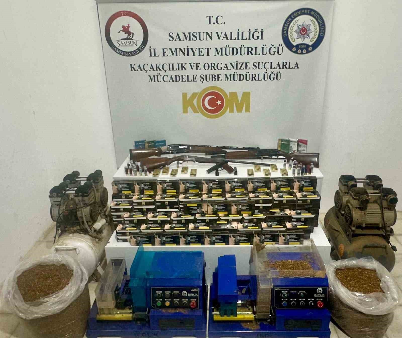 SAMSUN’DA KAÇAK TÜTÜN MAMÜLLERİ VE SİLAH OPERASYONUNDA 1 KİŞİ GÖZALTINA ALINDI.