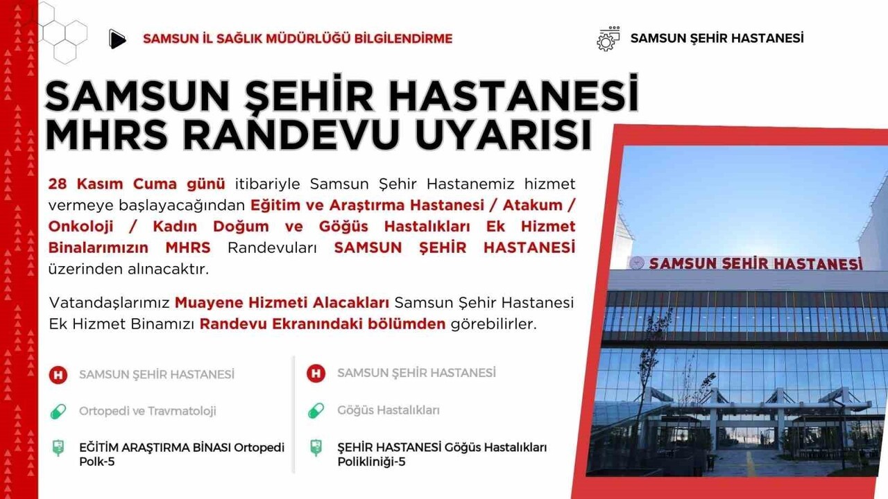 SAMSUN İL SAĞLIK MÜDÜRLÜĞÜ SAMSUN ŞEHİR HASTANESİ'NDE HİZMET VERMEYE BAŞLAYACAK OLAN GÖĞÜS...
