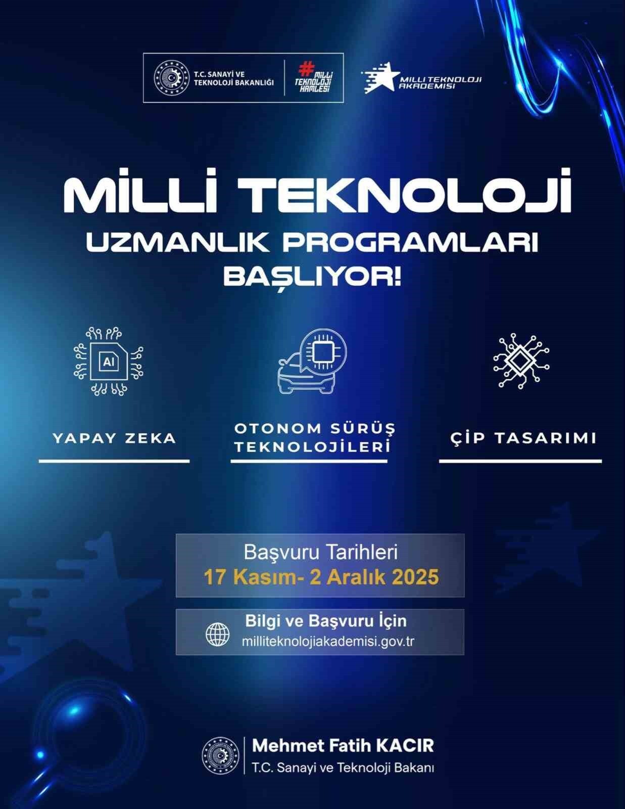 SANAYİ VE TEKNOLOJİ BAKANI MEHMET FATİH KACIR, MİLLİ TEKNOLOJİ AKADEMİSİ TARAFINDAN YÜRÜTÜLEN...