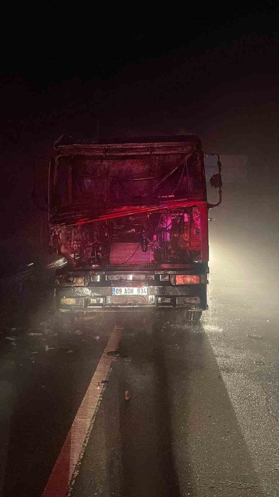 SEYİR BİR ANDA ALEV ALAN TIR KÜL OLDU